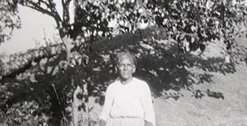 Sally Turner by her favorite apple tree on Turner Hill